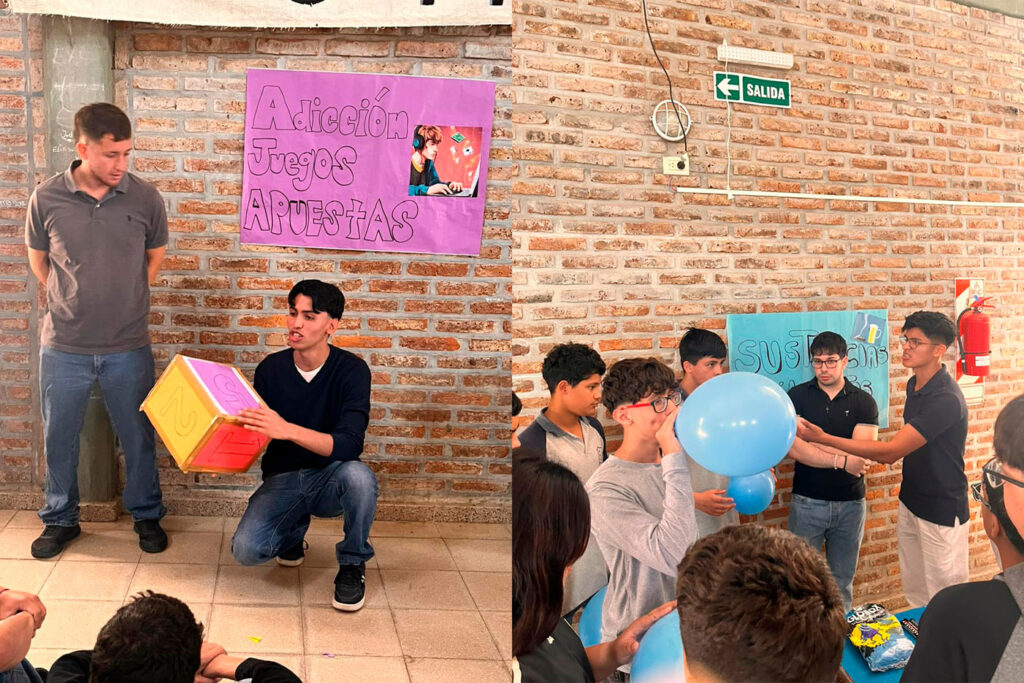 Estudiantes de Psicología realizando diferentes dinámicas en los talleres impartidos.